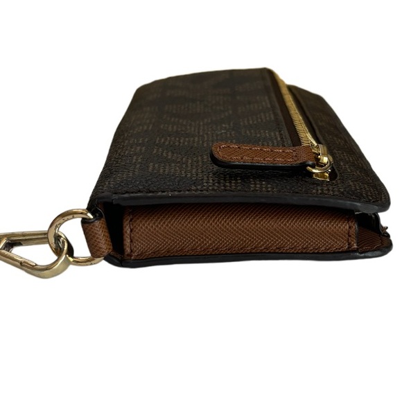 Michael Kors Wristlet Wallet Brown Monogram Pattern Neutral Classic Luxury - Picture 12 of 13